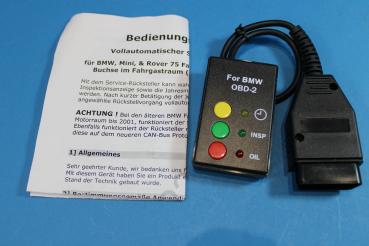 BMW Service reset tool for BMW, Mini, & Rover 75 Models from 2001 with OBD II Buchse in the passenger compartment (left) but without CAN bus