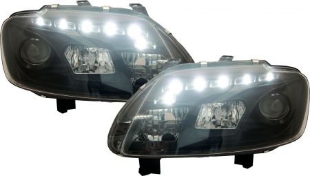 Headlights Dragon Design clear/black VW Touran 03-06