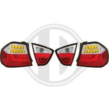 LED Rückleuchten rot/chrom passend für BMW 3er E90 Limousine 05-08