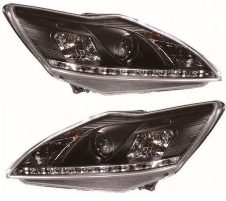 H1/H1 Headlights Dragon Design BLACK fit for Ford Focus III 2008 - 2011