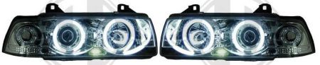 Headlights CHROM with Angel eyes CCFL-Technik fit for BMW 3er E36 BMW E36 Sedan / Touring / Compact
