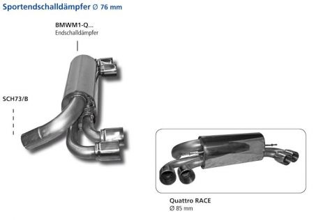 BASTUCK Rear silencer 4x 85mm LH+RH fit for BMW 1er M-Coupe