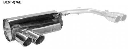 Rear silencer with twin tailpipes 2 x Ø 76 mm BMW E82