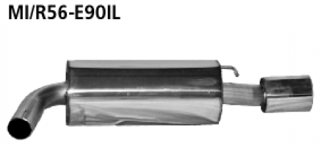 Endschalldämpfer LH mit Einfach-Endrohr 1x90 mm  Mini R56