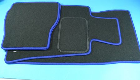 Fussmatten 4 tlg. schwarz/Kettlung königsblau passend für BMW 3er E30 Cabrio