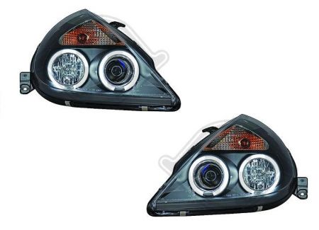 H1/H1 Headlights with angeleyes Clear/black fit for Ford Ka (RBT)