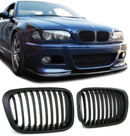 Shadow-Line Kidney black matted fit for BMW E46 Sedan/Touring bis 09/01