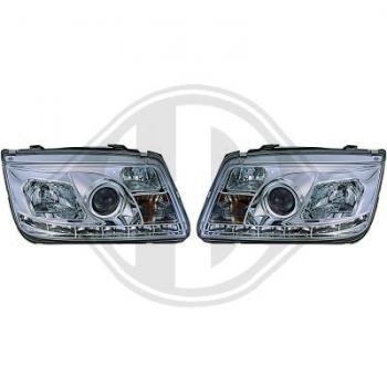 H1/H1/H3 Headlights with daylighs CHROME fit for VW Bora