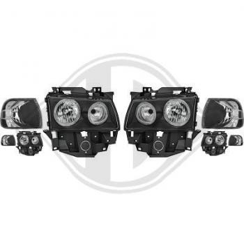 H7/H7 Headlights clear/black with angeleyes/indicators fit for VW T4 Caravelle/Multivan 96-03