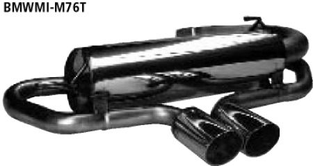 Rear silencer transverse with 2 tailpipes Ø 76 mm (central exit)