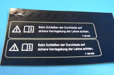 Hinweisschild Verriegelung Durchlade DEUTSCH BMW E36 E46 E81 E82 E87 E88 E90 E91 E92 E93 F20