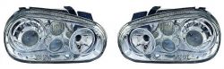 Headlights chrome/clear incl. foglights and Angeleyes VW Golf IV