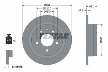TEXTAR brake disk rear fit for BMW 5er 6er E28, E24