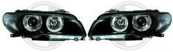 H7/ H7 Headlights with Angeleyes BLACK fit for BMW 3er E46 Coupe / Convertible Bj. 03/03 - 2006