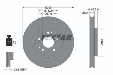 TEXTAR brake disk FRONT fit for  Mercedes R129 W124 W201