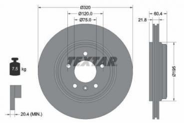 TEXTAR brake disk REAR (320x22mm) fit for BMW 3er E46