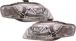 Headlights with LED parkinglightborder clear/chrome Audi A4 8E