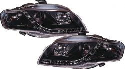 Headlights with LED parkinglightborder clear/black Audi A4 8E