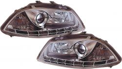 H1/H1 Headlights Dragon Design clear/chrom fit for Seat Ibiza Bj. 02-08