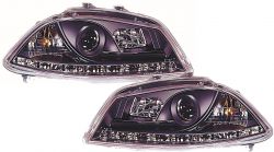 H1/ H1 Headlights Dragon Design clear/black fit for Seat Ibiza Bj. 02-08