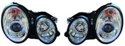 H7/H7 Headlights with Angeleyes CHROME fit for Mercedes W210 Bj. 1995 - 1999