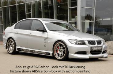 RIEGER Side skirt -left side- carbonlook fit for BMW 3er E90 Sedan / Touring (with recess and 2 openings)