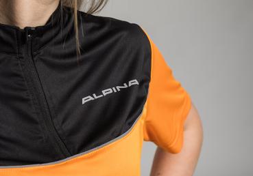 ALPINA Functional Shirt Orange with Zipper, unisex Size S