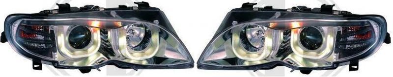 H7/H1 Headlights CHROME  with outline marker light (LED) fit for BMW 3er E46 Sedan / Touring