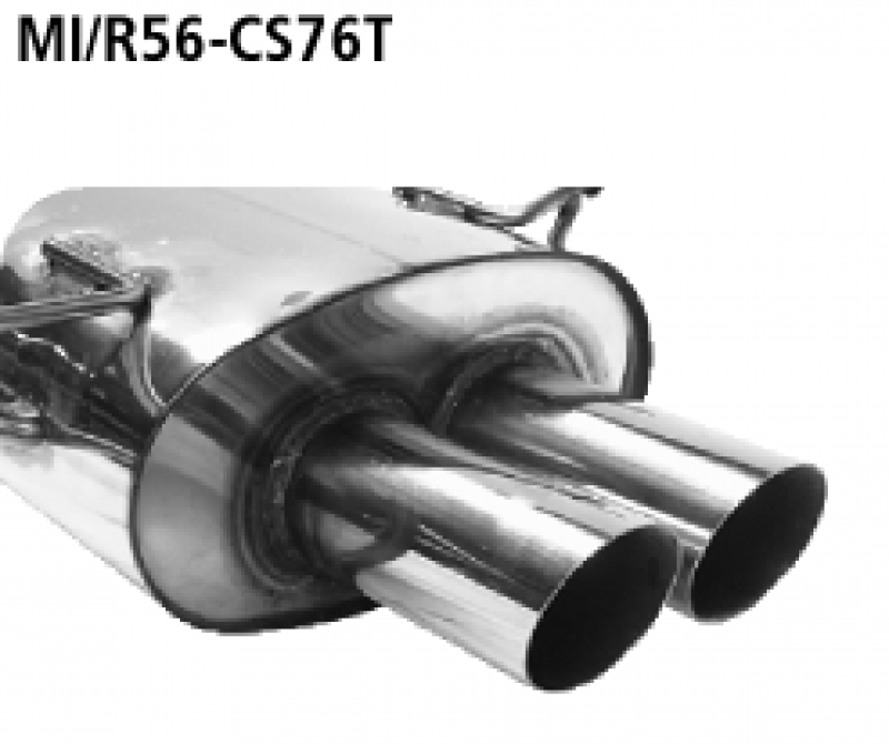 BASTUCK Silencer twin tail pipes 2x76 mm center exit fit for MINI R56 S