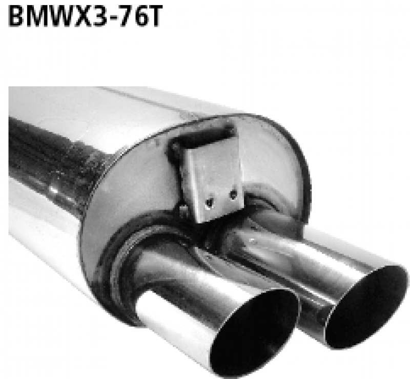 Silencer twin tail pipes 2x76 mm BMW X3 E83 Year 2004-2010