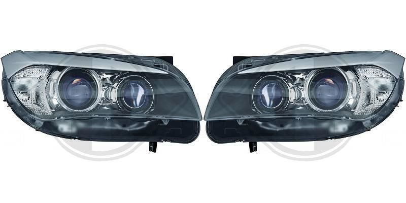 H7 / H7 Design Headlights clear / black fit for BMW X1 E84 Bj. 03/09 - 06/15