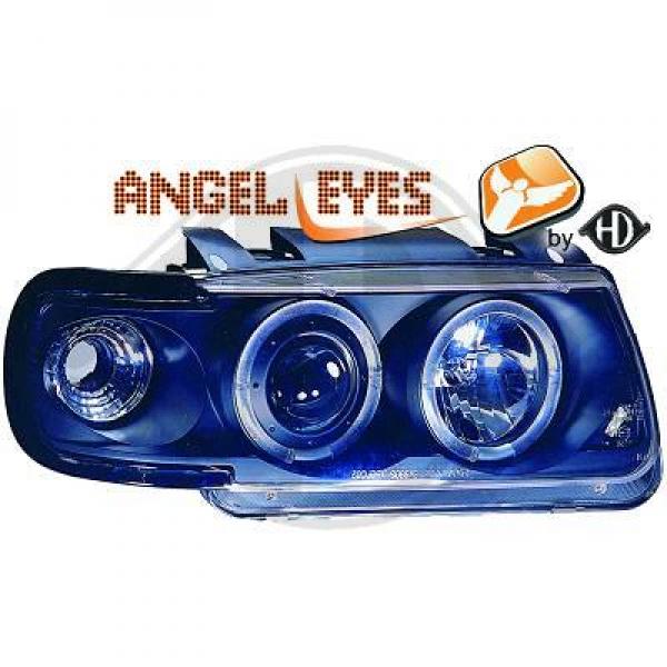 H1/H1 Headlight ANGLE EYES BLACK incl. Indicators fit for VW Polo 6N Mod. 95-99