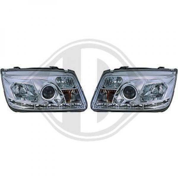 H1/H1/H3 Headlights with daylighs CHROME fit for VW Bora
