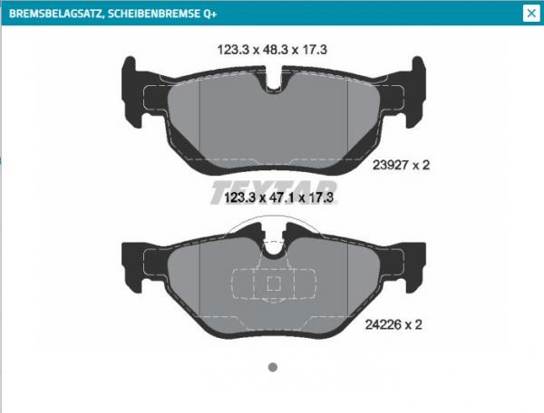 TEXTAR brake pads rear fit for BMW E81 E82 E84 E87 E88 E90 E91 E92 E93 X1