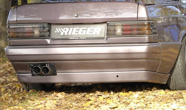 RIEGER Rear skirt extension without recess for tail pipe and without alu mesh fit for Mercedes W201