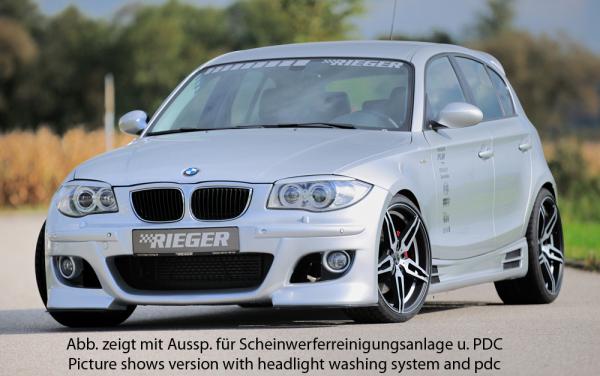 RIEGER Spoilerstoßstange passend für BMW 1er E87 (ohne Aussparungen für WischWasch Anlage  + mit Aussparungen für PDC)
