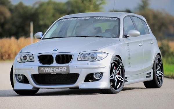 RIEGER Frontspoiler fit for BMW 1er E87 (with recesses for headlight wash-system + with recesses for PDC)