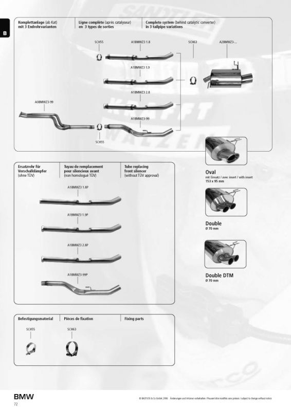 Bastuck Front silencer BMW Z3 1,9l up to 08/98