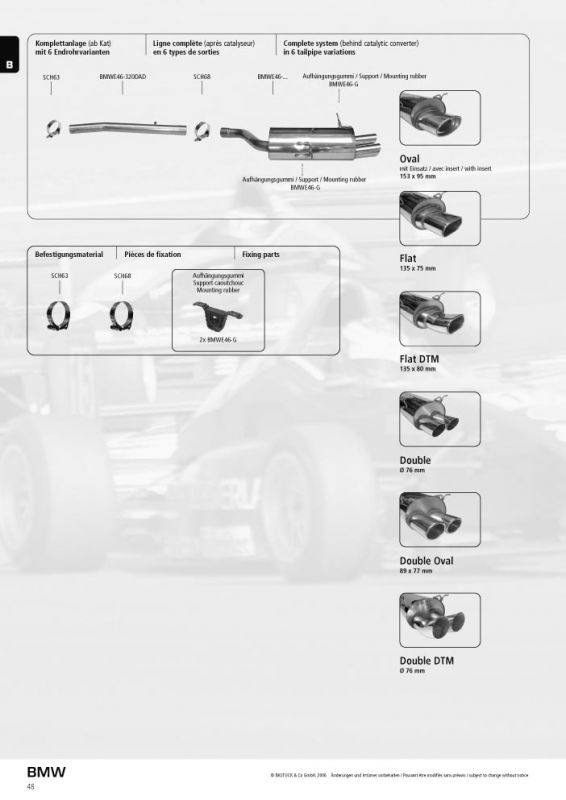 Rear silencer with 2x89x77mm oval BMW E46 4Cyl all, 6Cyl. ->05/0