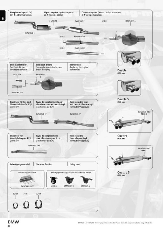 Tube replacing Front silencer BMW E46 320i/325i/330i from 06/00