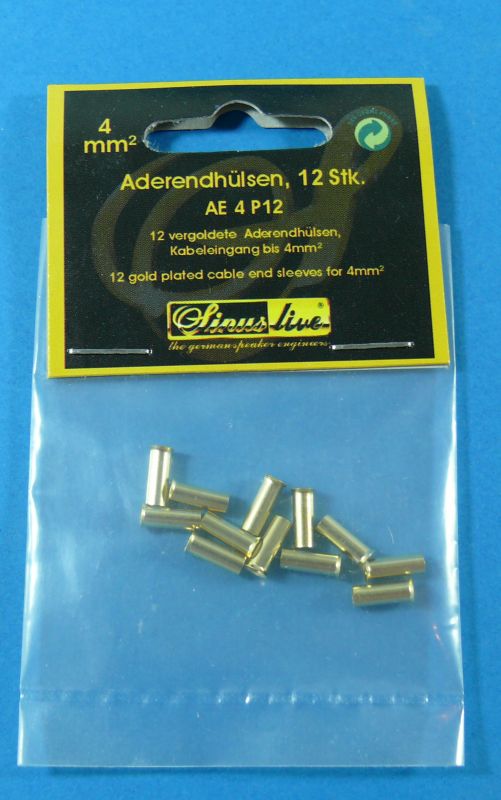 12 gold plated cable end sleeves for 4mm²