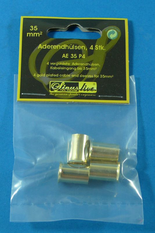 4 gold plated cable end sleeves for 35mm²