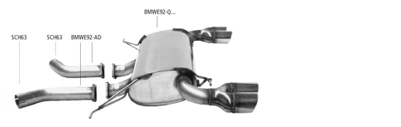 Rear silencer with double tailpipe 2x76 mm, LH + RH cut 20°
