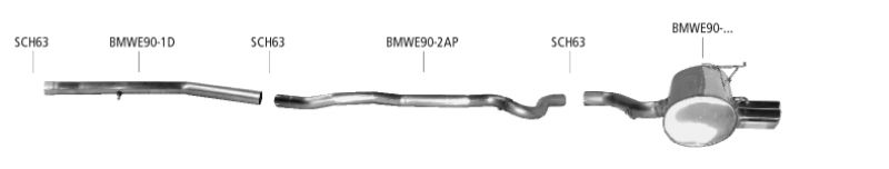 Bastuck Rear pipe set RH 2x 76mm BMW E90/E91/E92/E93