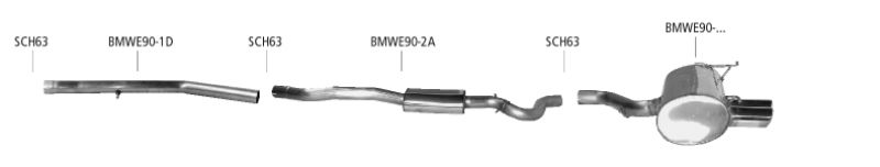 Bastuck Rear pipe set RH 2x 76mm BMW E90/E91/E92/E93