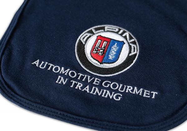 ALPINA Lätzchen "Automobiler Gourmet", englisch