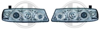 H1/H1 Headlights with Angeleyes CHROME fit for Opel Calibra