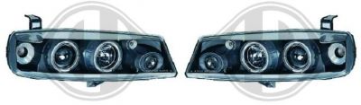 H1/H1 Headlights with Angeleyes BLACK fit for Opel Calibra