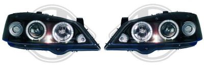 H1/H1 Headlights with Angeleyes BLACK fit for Opel Astra G