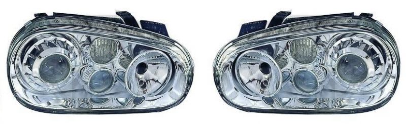Headlights chrome/clear incl. foglights and Angeleyes VW Golf IV